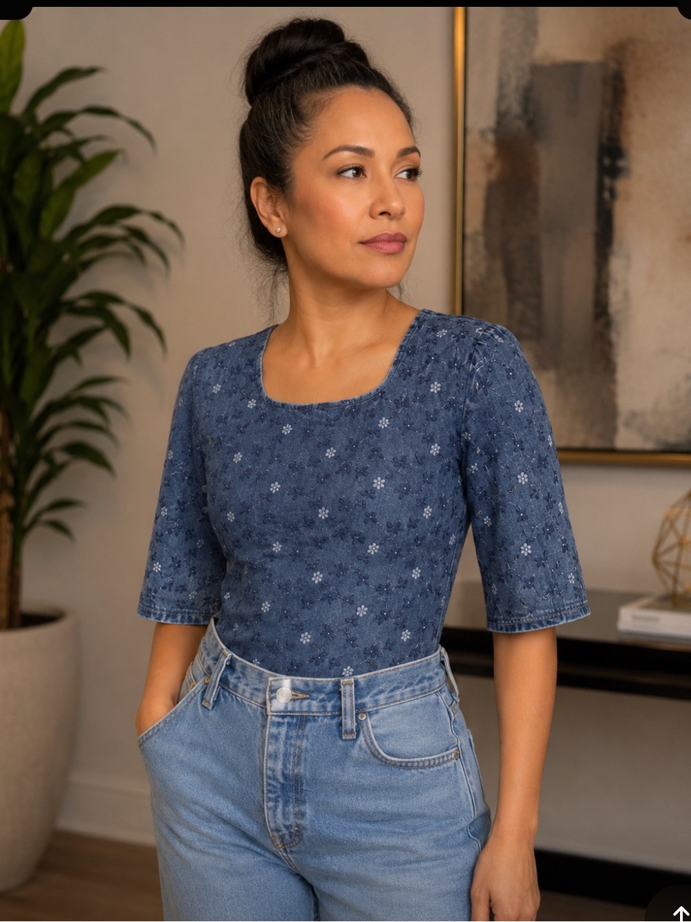 Tommy Hilfiger vintage denim embroidered top